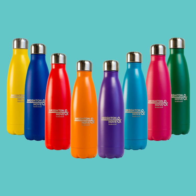Brighton & Hove Buses colourful reusable water bottles